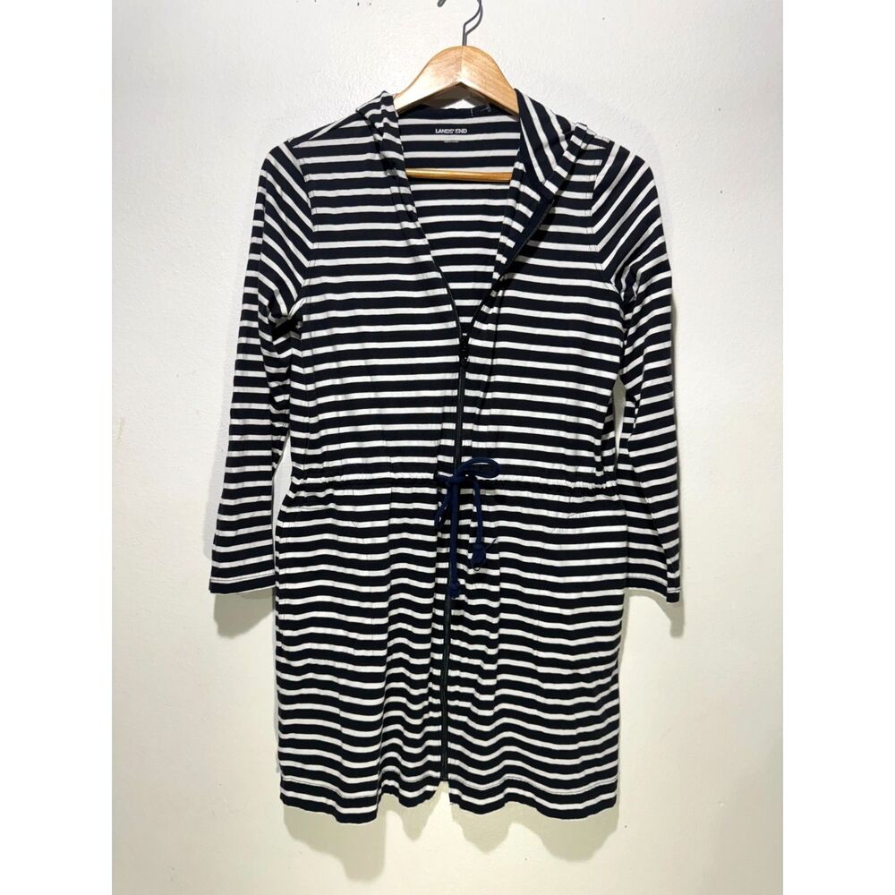 Lands' End beach cover up dress swimwear summer coastal nautical stripes women M